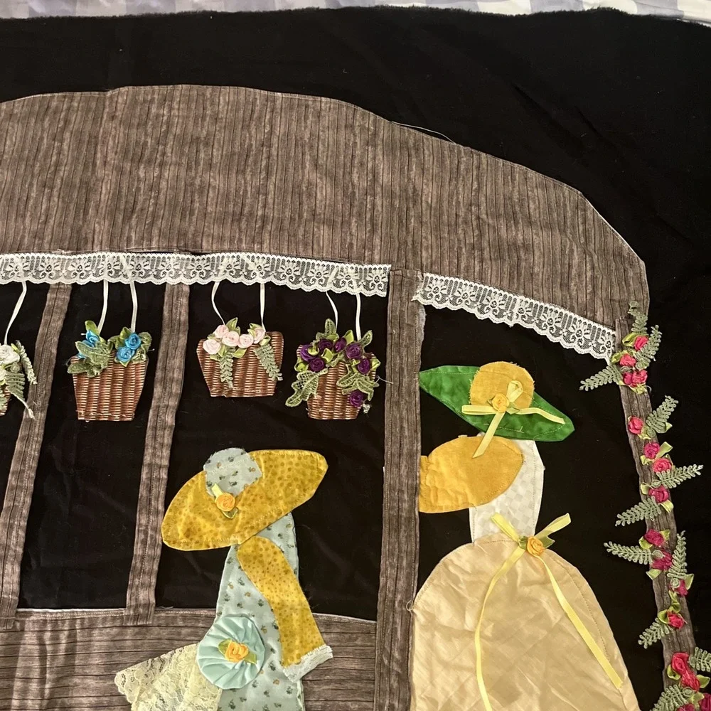 Unfinished Quilt Top Colonial Sun Bonnet Sue Rough Cottage Core Grandma Core
